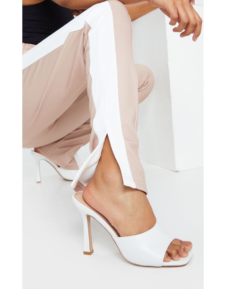 Shop White Square Toe Mule High Heels Online in Oman VogaCloset
