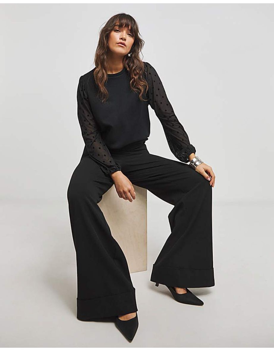 Velour Spot Mesh Sleeve Sweatshirt