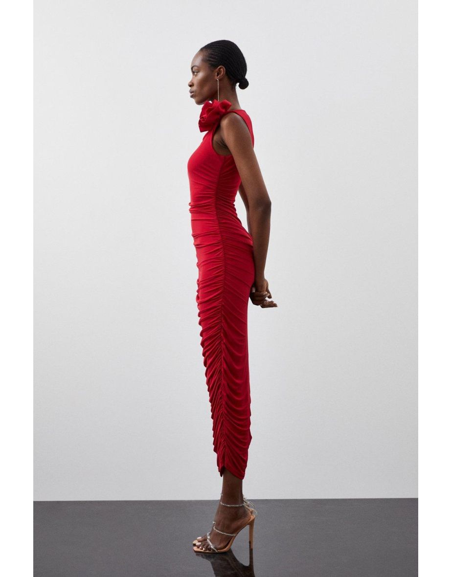 Karen Millen Red Petite Ruched Bodycon Maxi Dress - 2