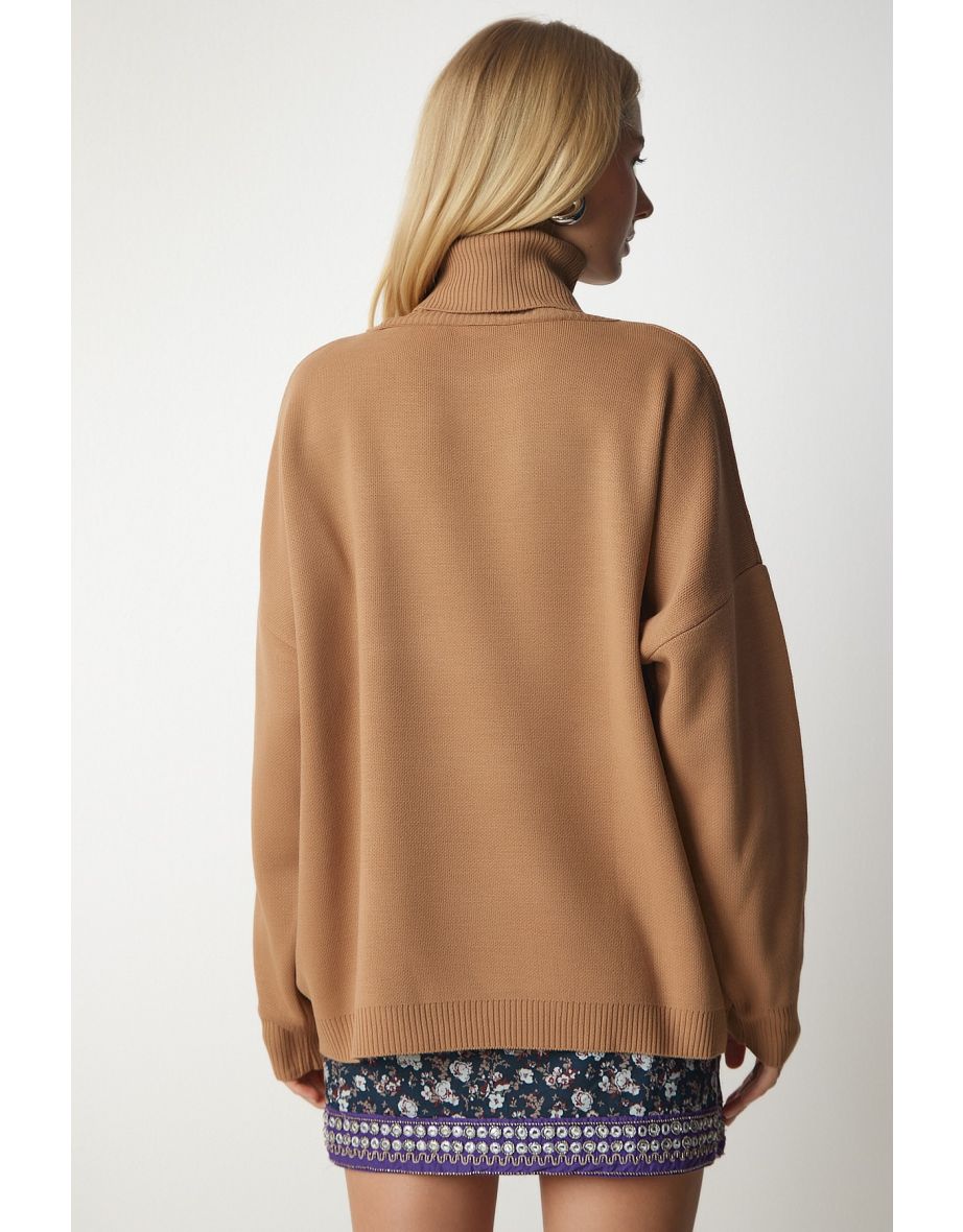 Women's Biscuit Turtleneck Oversized Knitwear Sweater - 5