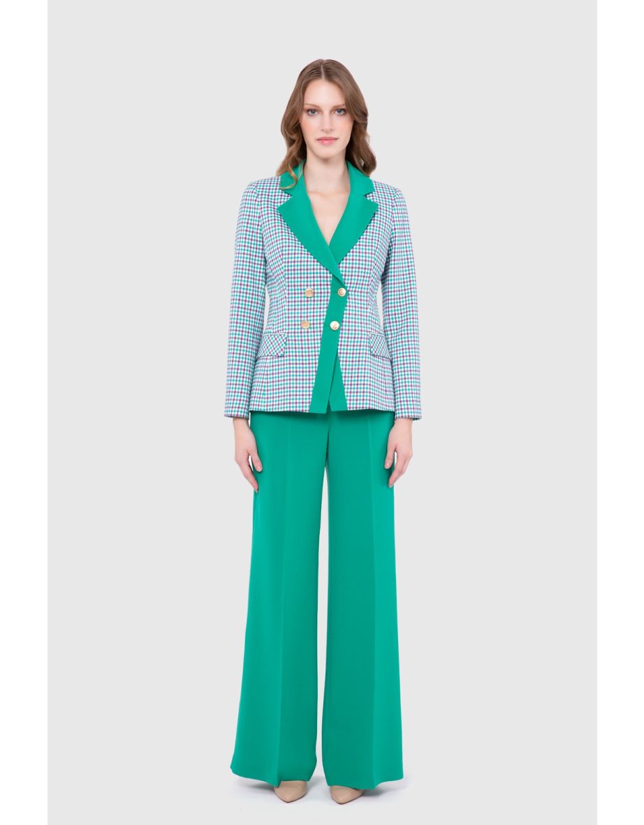Green Plaid Women's Suit with Jacket