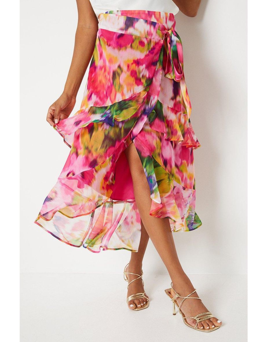 Printed Chiffon Wrap Skirt - 3