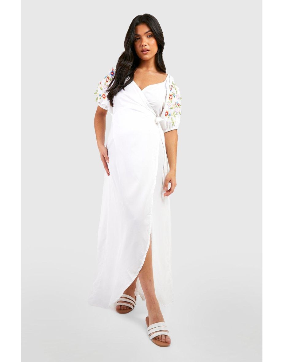 Plus size white wrap maxi dress on sale