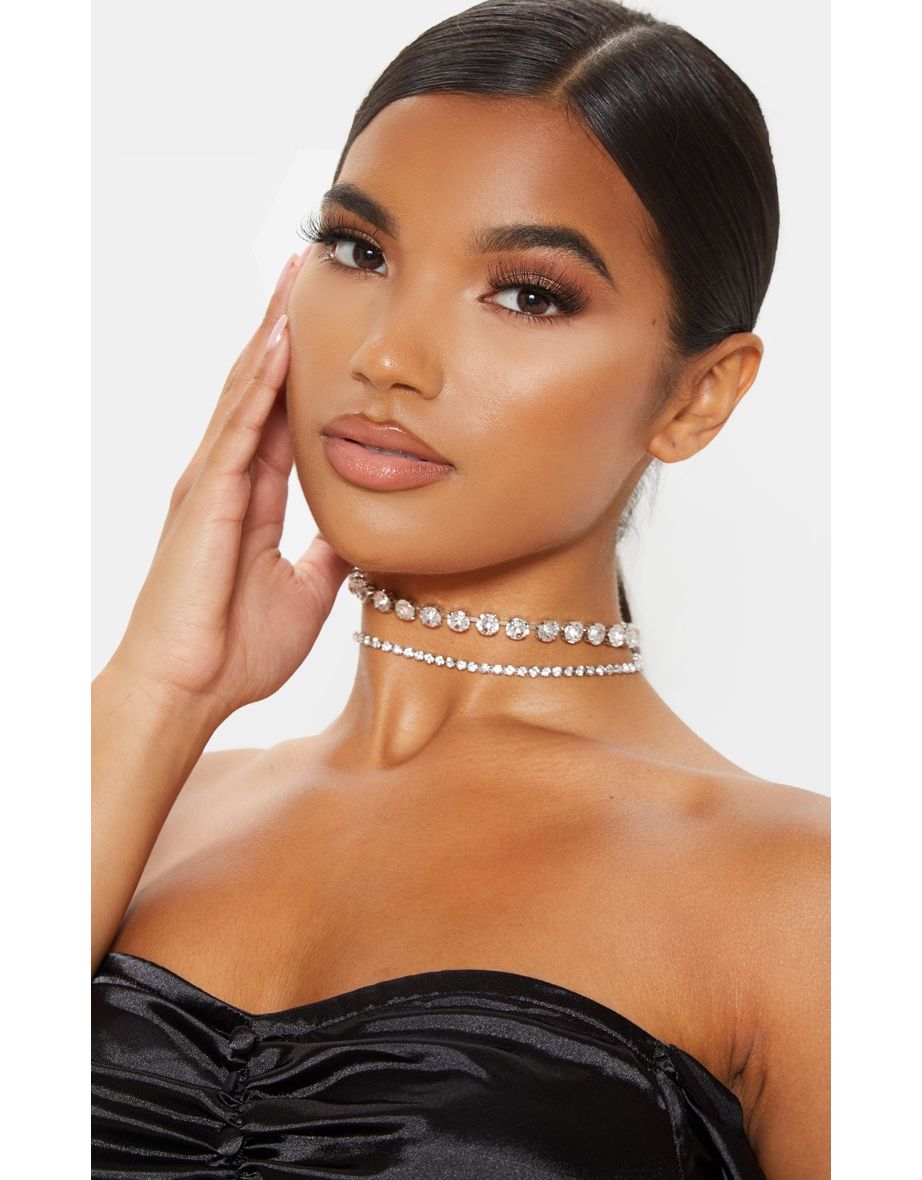 Silver diamante shop choker