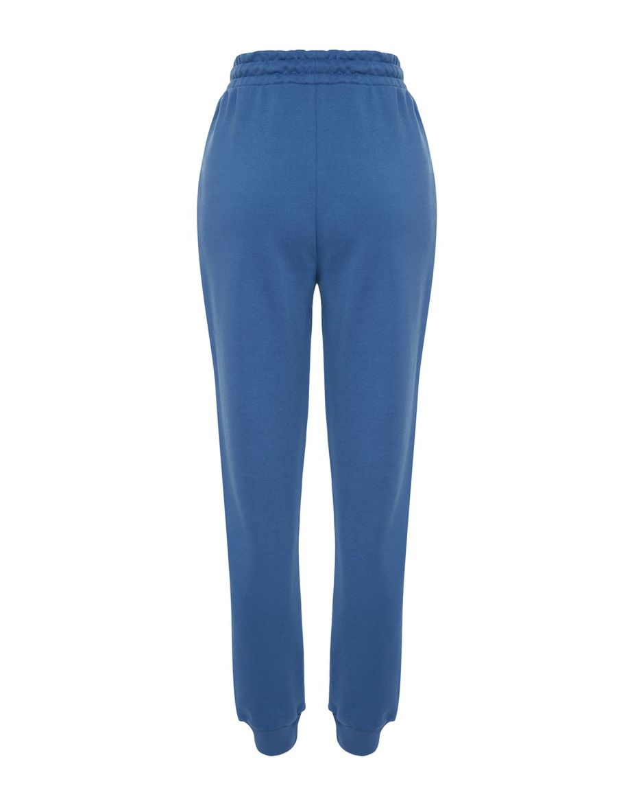 Indigo Loose Jogger Normal Waist Thick Knitted Sweatpants - 7