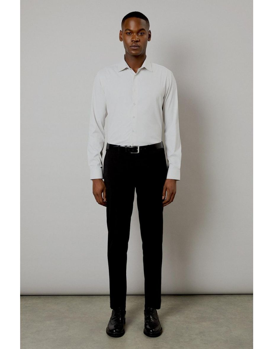 Burton Slim Fit Stretch Non-Iron Stripe Long Sleeve Shirt
