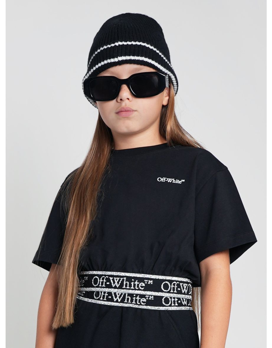 Girls Bookish Logo Band Crop T-Shirt in Black