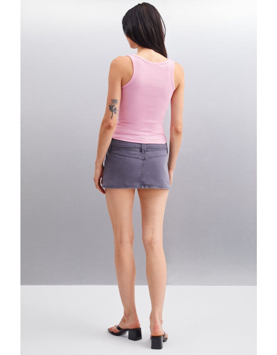 Romına Women's Ribbed Flexible Fabric Organic Cotton Pink Undershirt - 4