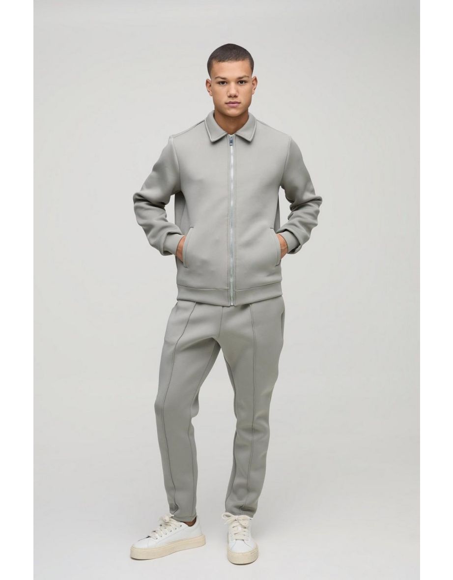Regular Fit Harrington Jacket Scuba Tracksuit - sage