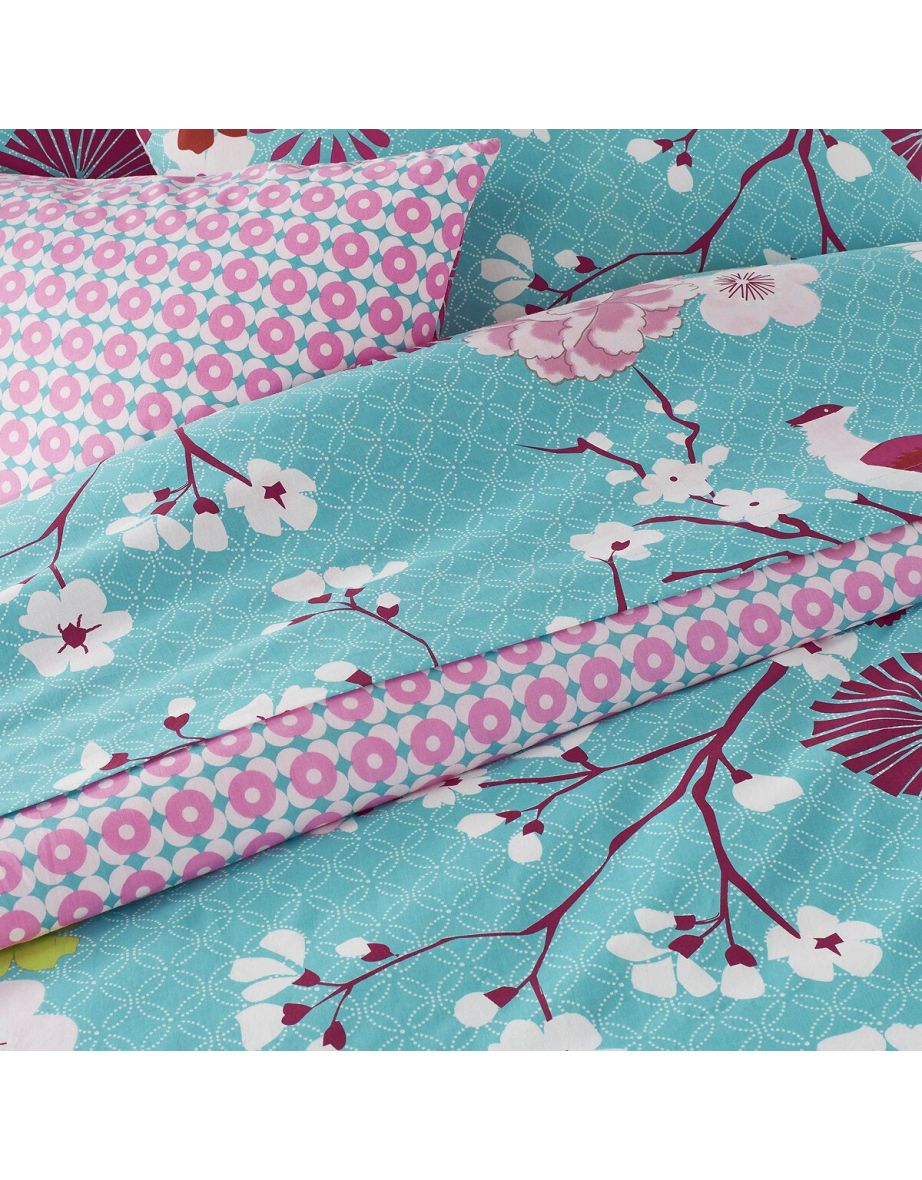 MISS CHINA Oriental Floral Print Cotton Fitted Sheet - 3