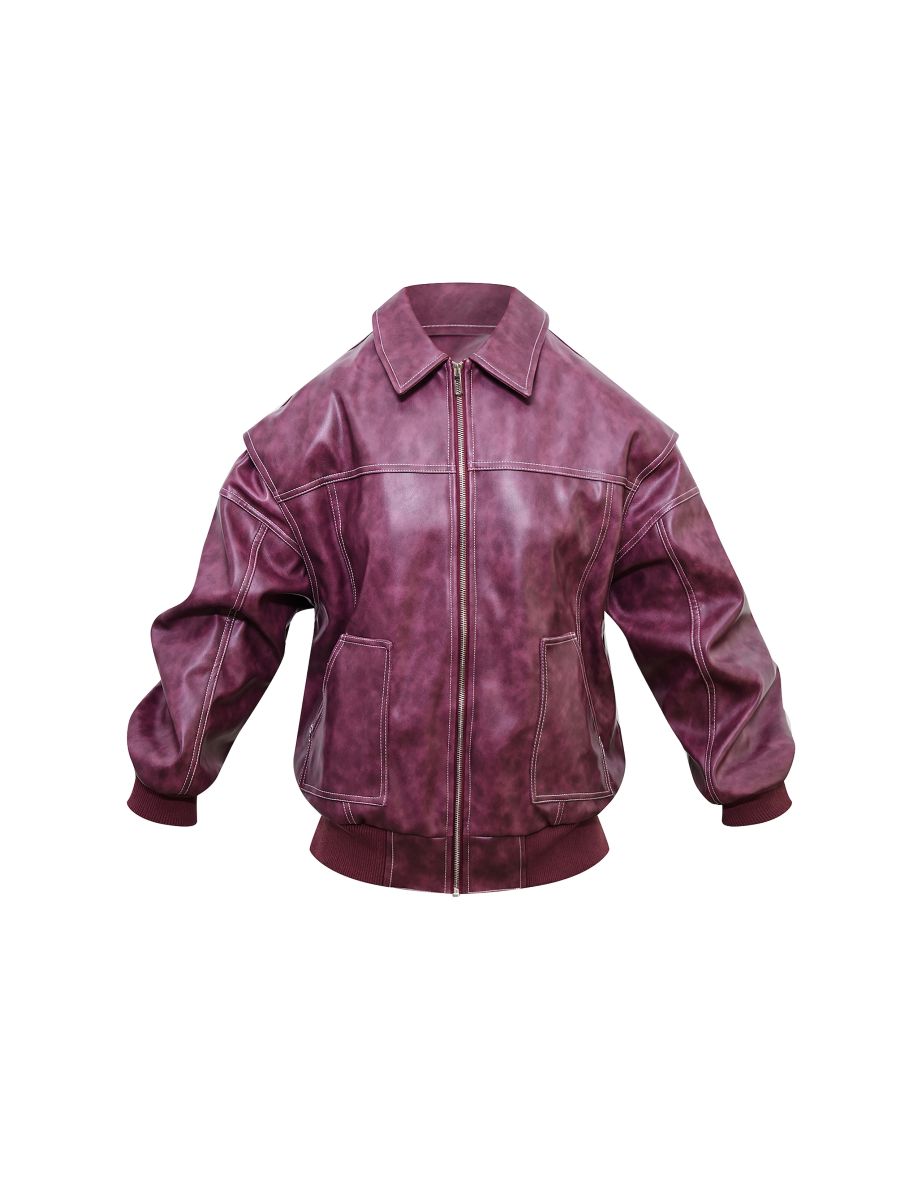 Shop Burgundy Distressed Faux Leather Oversized Longline