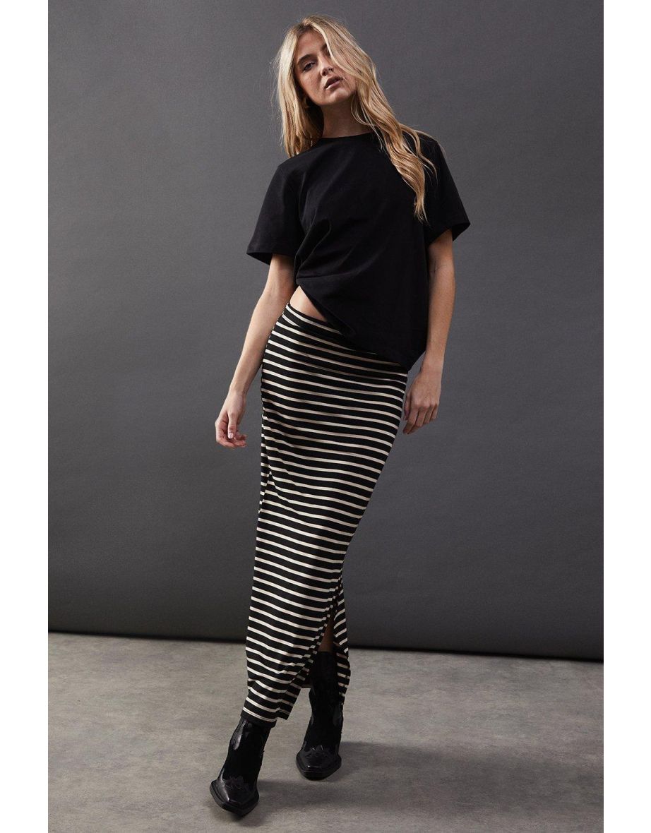 Stripe Maxi Jersey Tube Skirt