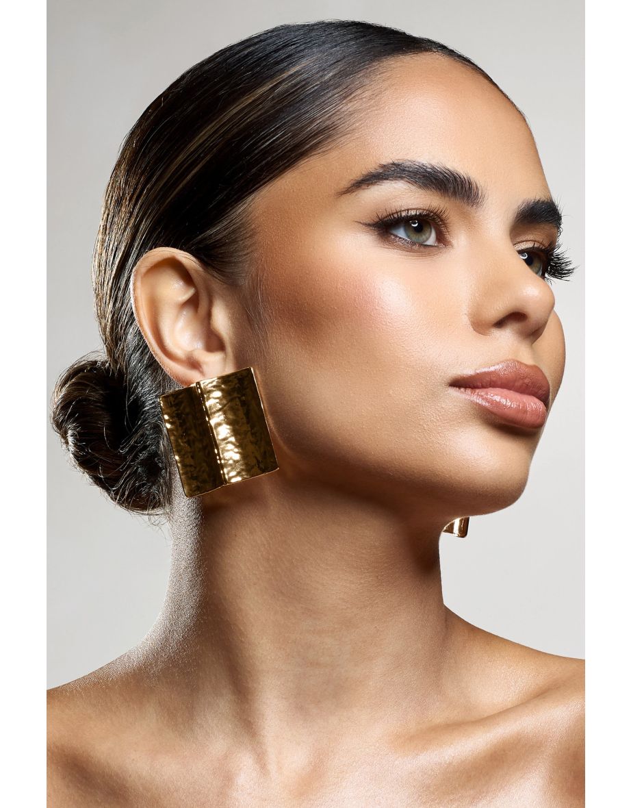 Serengeti | Gold Hammered Square Statement Earrings