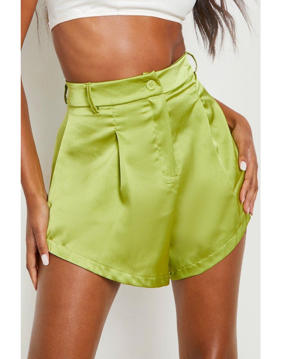Satin Tailored Short - lime - 3