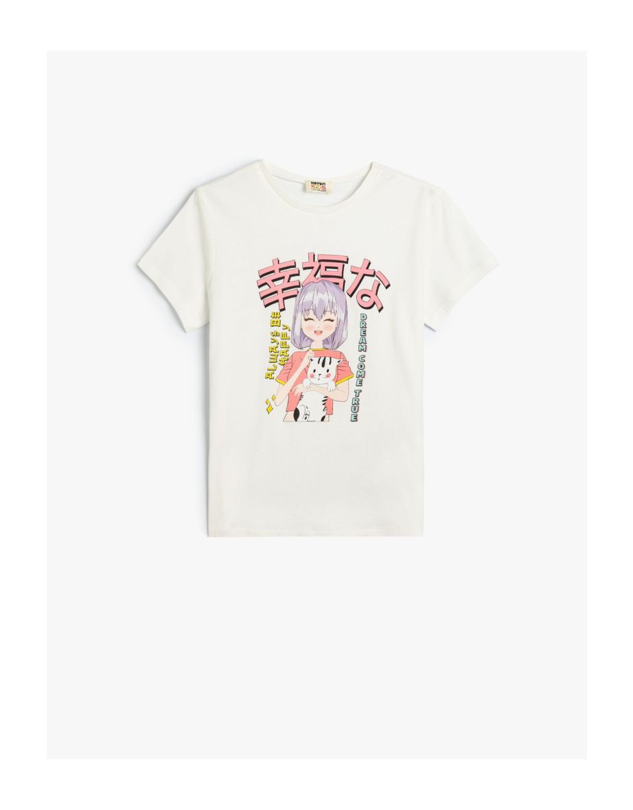 Anime T-Shirt Short Sleeve Crew Neck Cotton