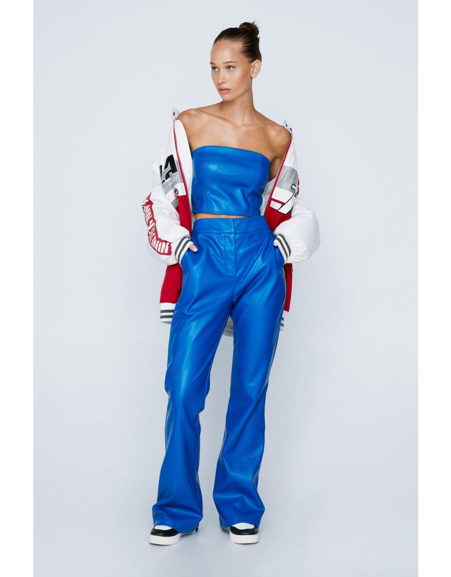 Petite Faux Leather Flare Trouser