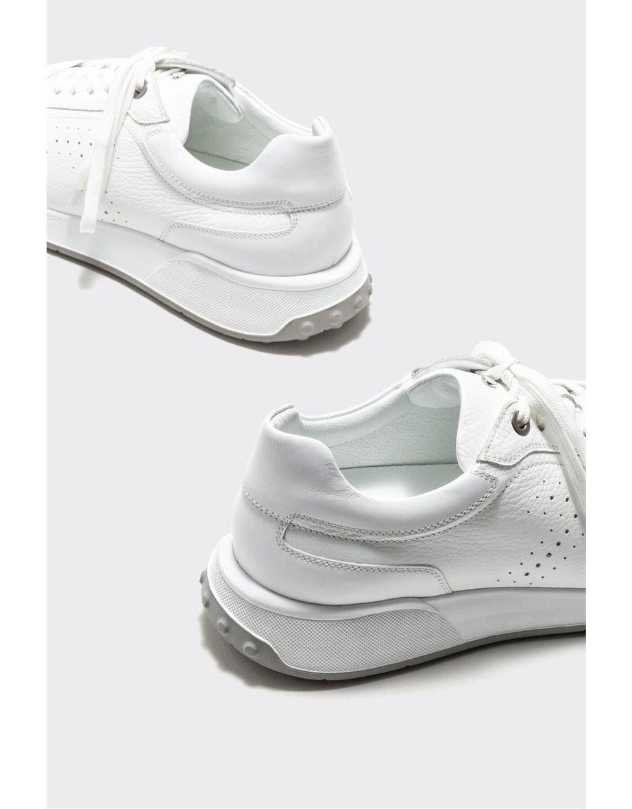 Men's White Leather Sneakers - 3