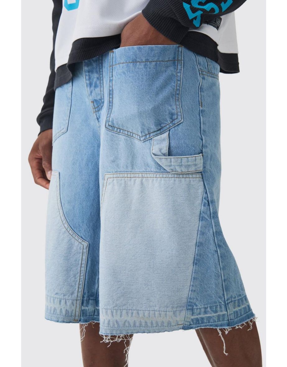 Regular Carpenter Multi Pocket Denim Jorts In Light Blue - light blue - 2