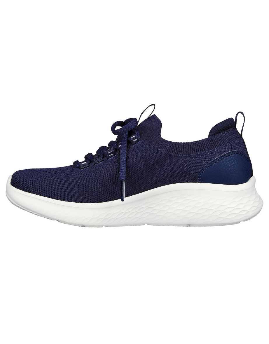 Ladies navy slip orders on trainers