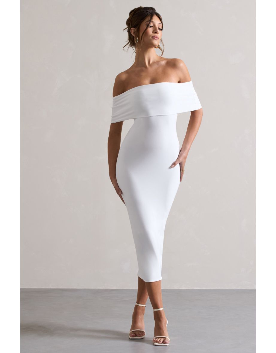Averie | White Bodycon Bardot Dress