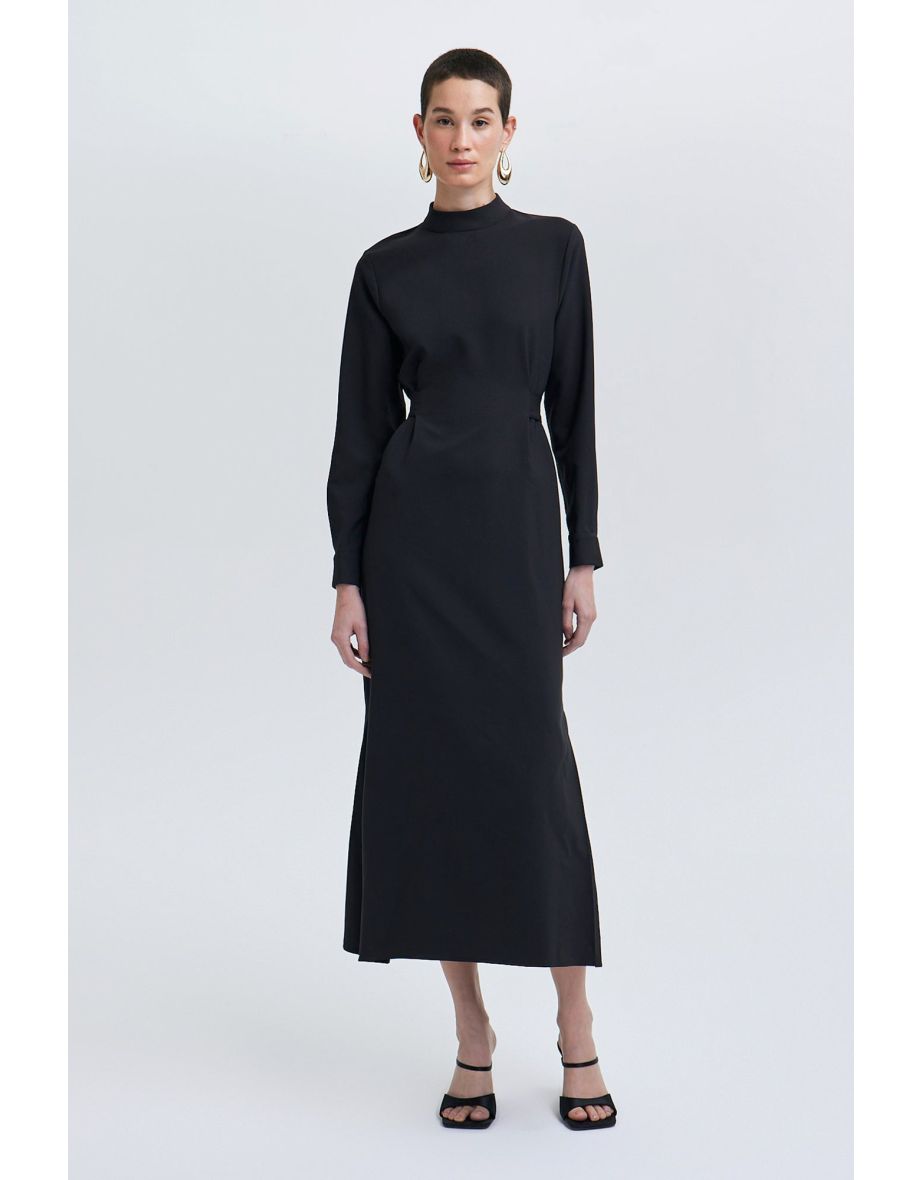 BELT WAISTED CREPE DRESS