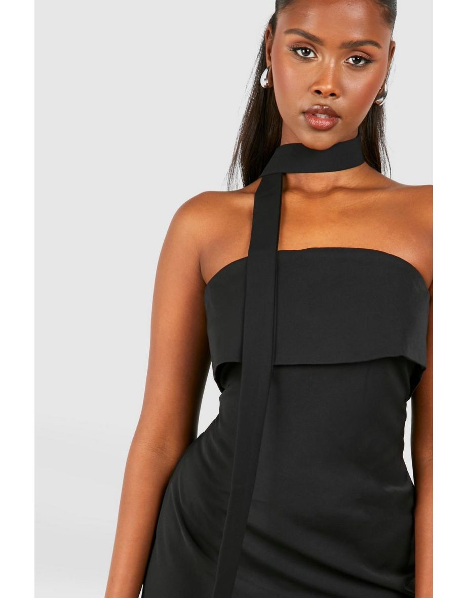 Tailored Bandeau Mini Dress - black - 3