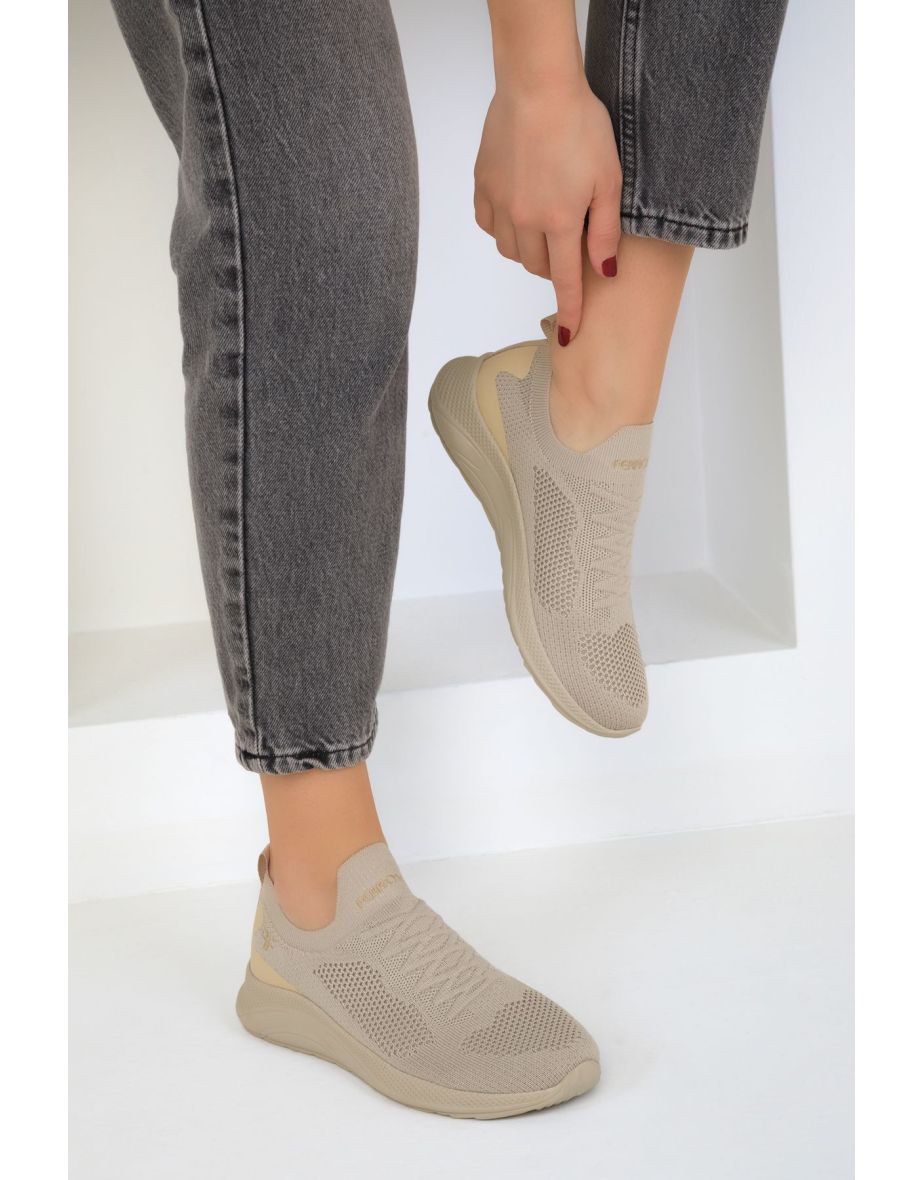 Beige Women's Sneakers - 4