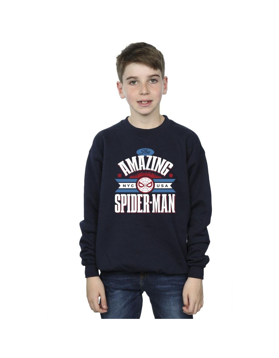 Marvel Boys Spider-Man NYC Amazing Sweatshirt - Navy Blue