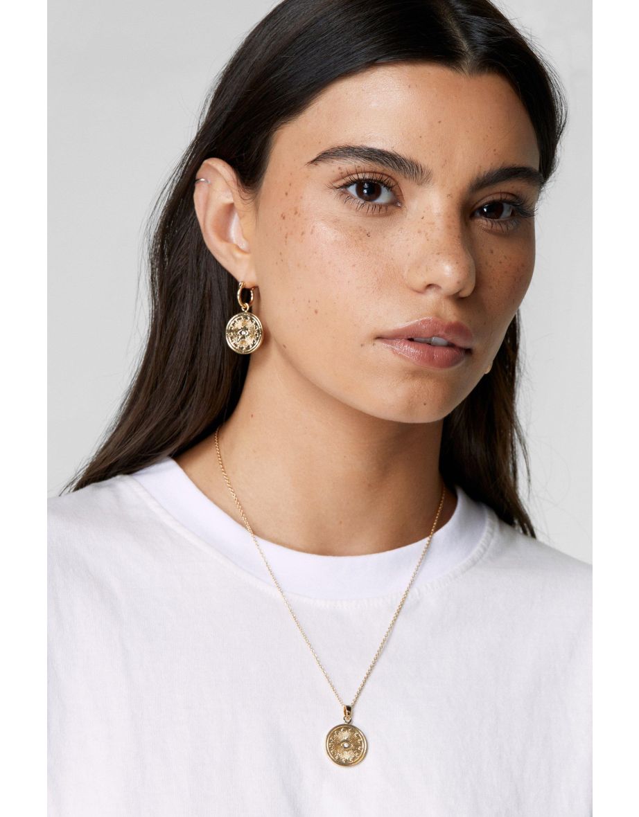 Coin Earring And Necklace 2 Pack Set