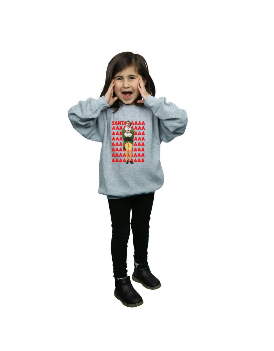 Elf Girls Buddy Santa Scream Sweatshirt - Sports Grey - 3