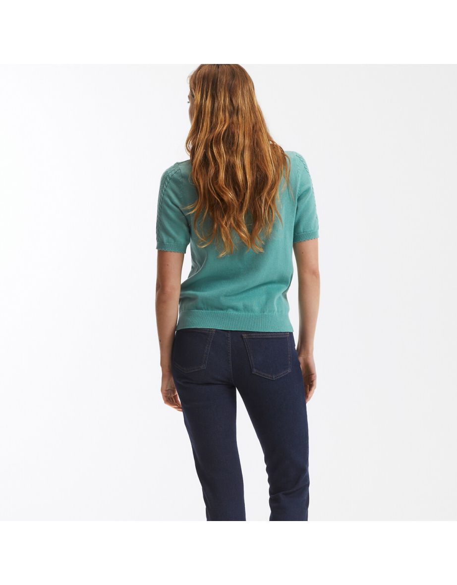 Cotton Short Sleeve Jumper/Sweater with Crew Neck - 4