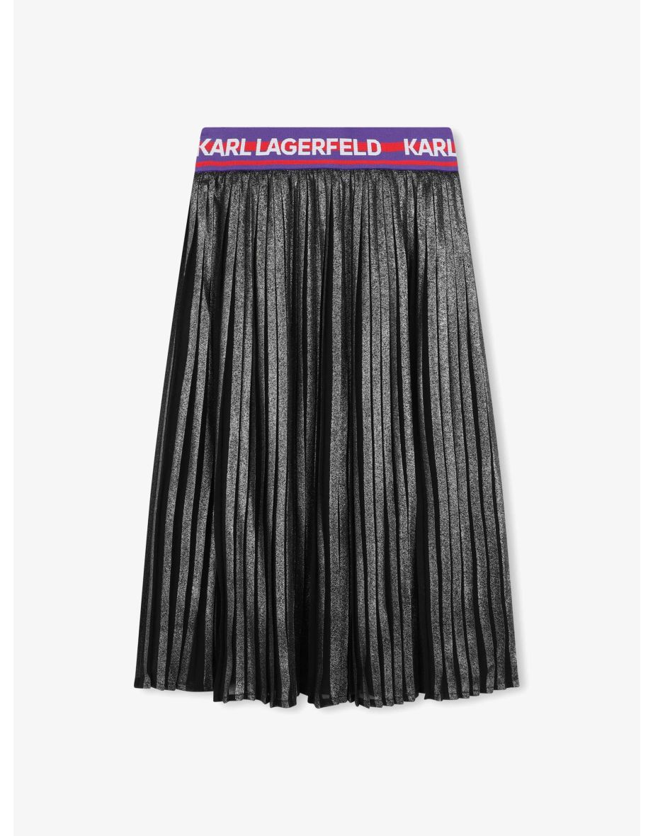 Karl Lagerfeld Girls Pleated Midi Skirt in Grey