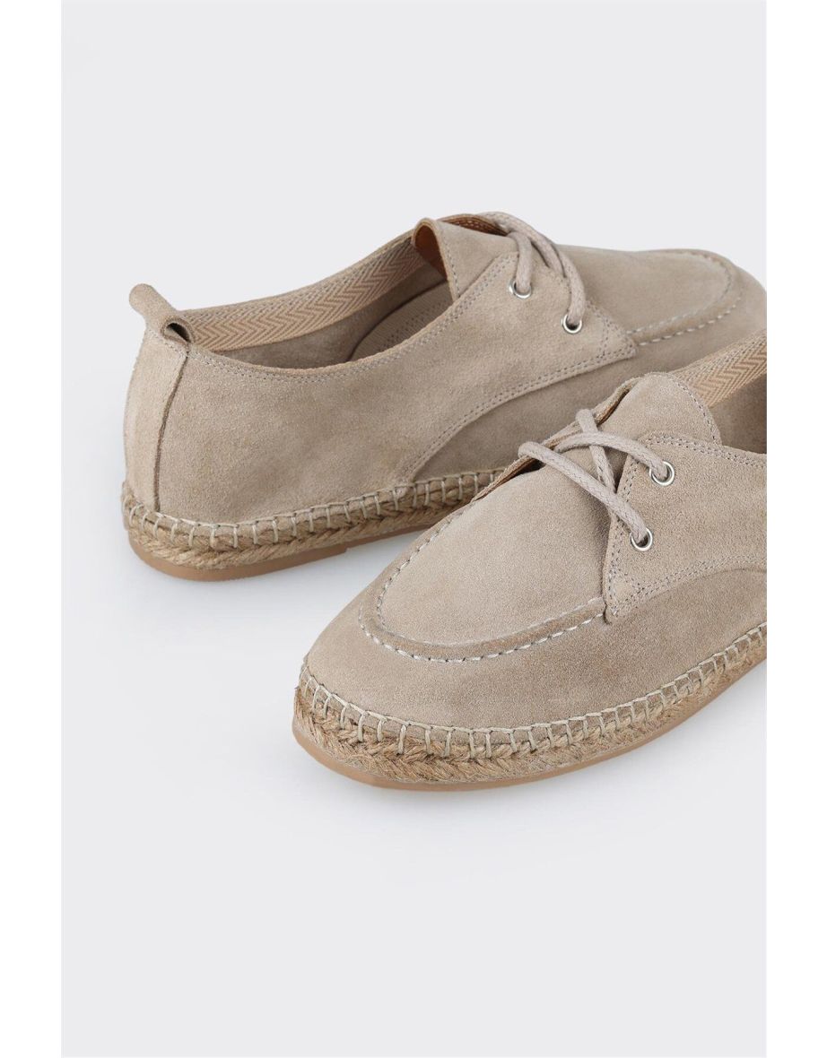 Beige Leather Women's Espadrilles - 4