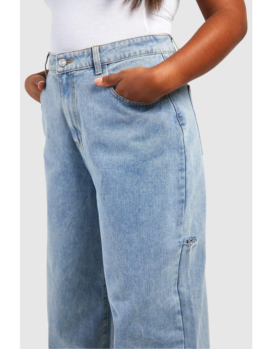 Plus Side Split Baggy Boyfriend Jeans - 3
