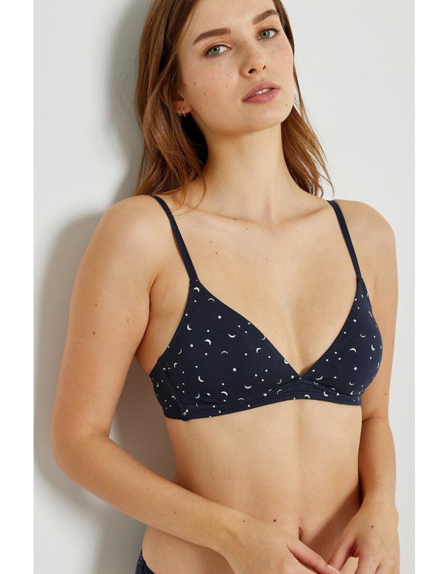 Non-Underwired Triangle Bra in Constellation Print Cotton