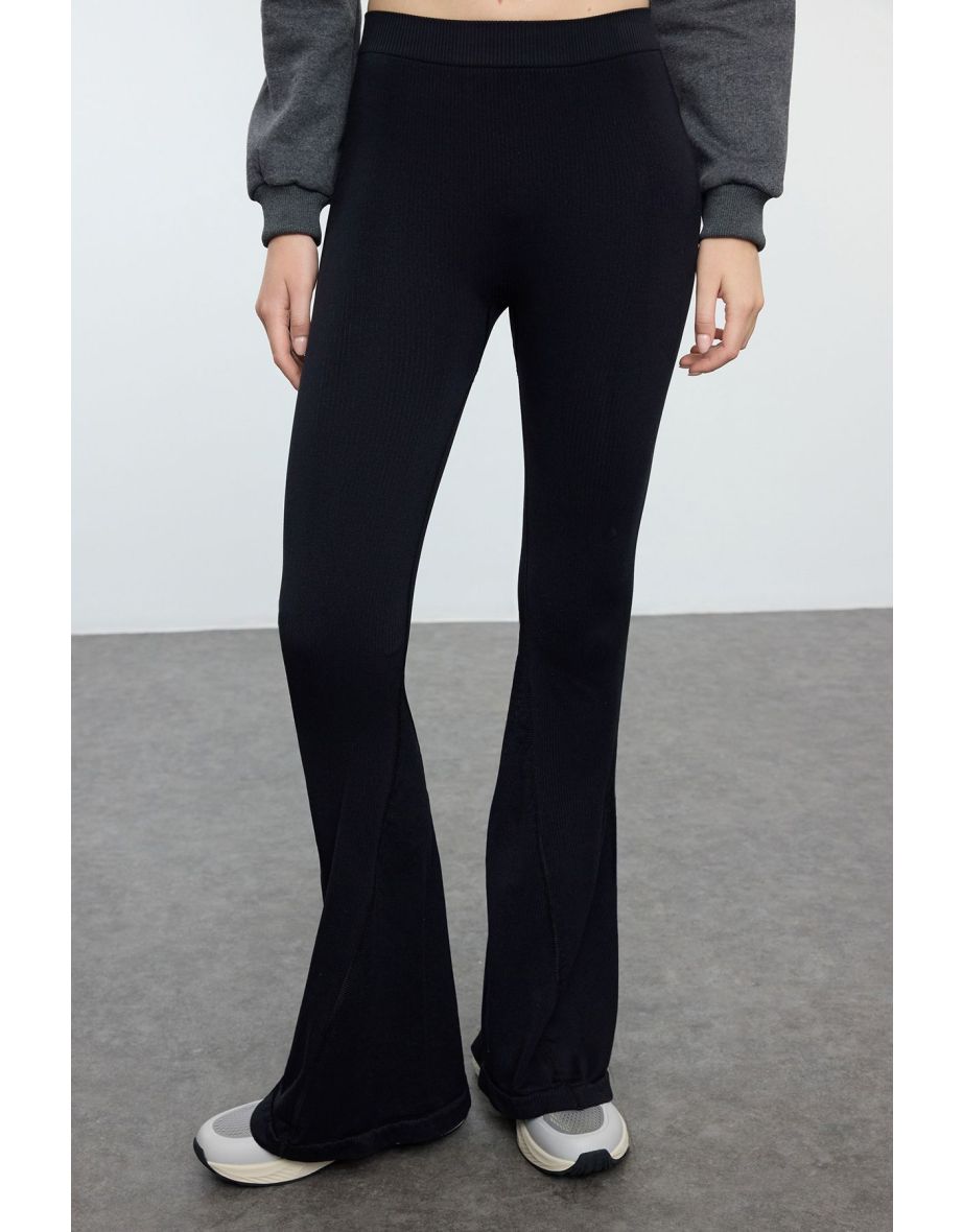Black Seamless Sports Tights - 3