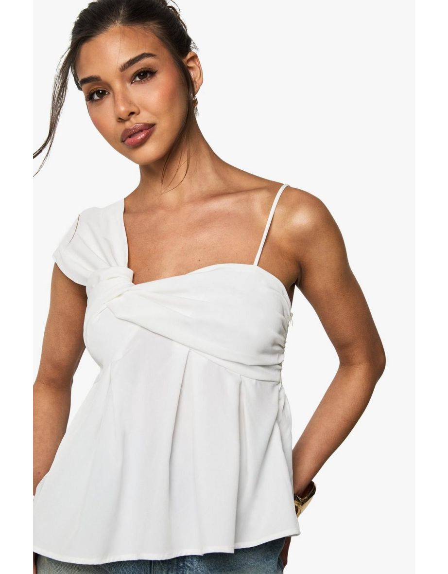 Woven Knot Strap Detail Cami Top - white - 3