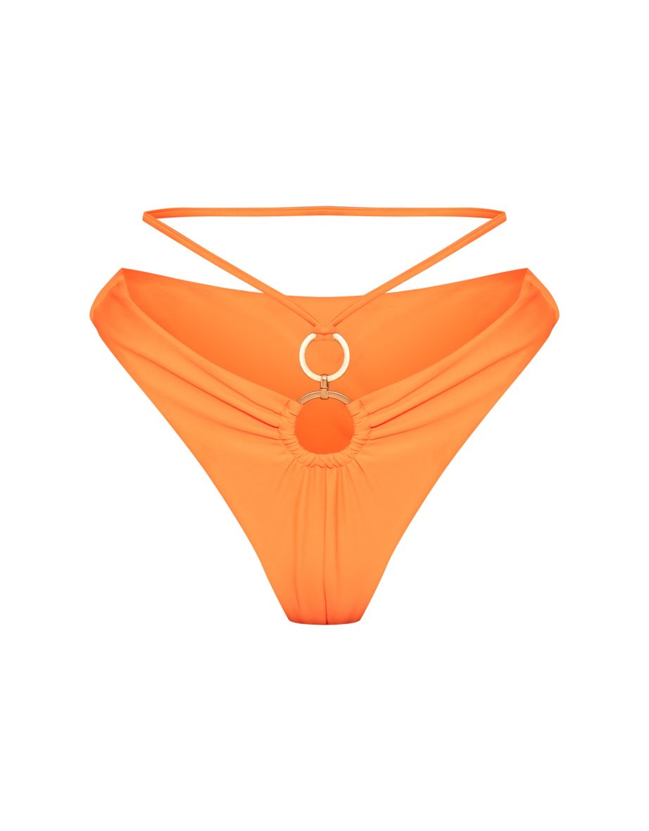 Orange O Ring Waist Strap Bikini Bottoms - 4