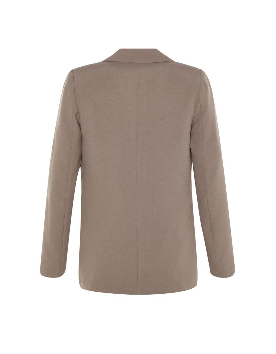 Mink Regular Lining Detailed Woven Blazer Jacket - 7