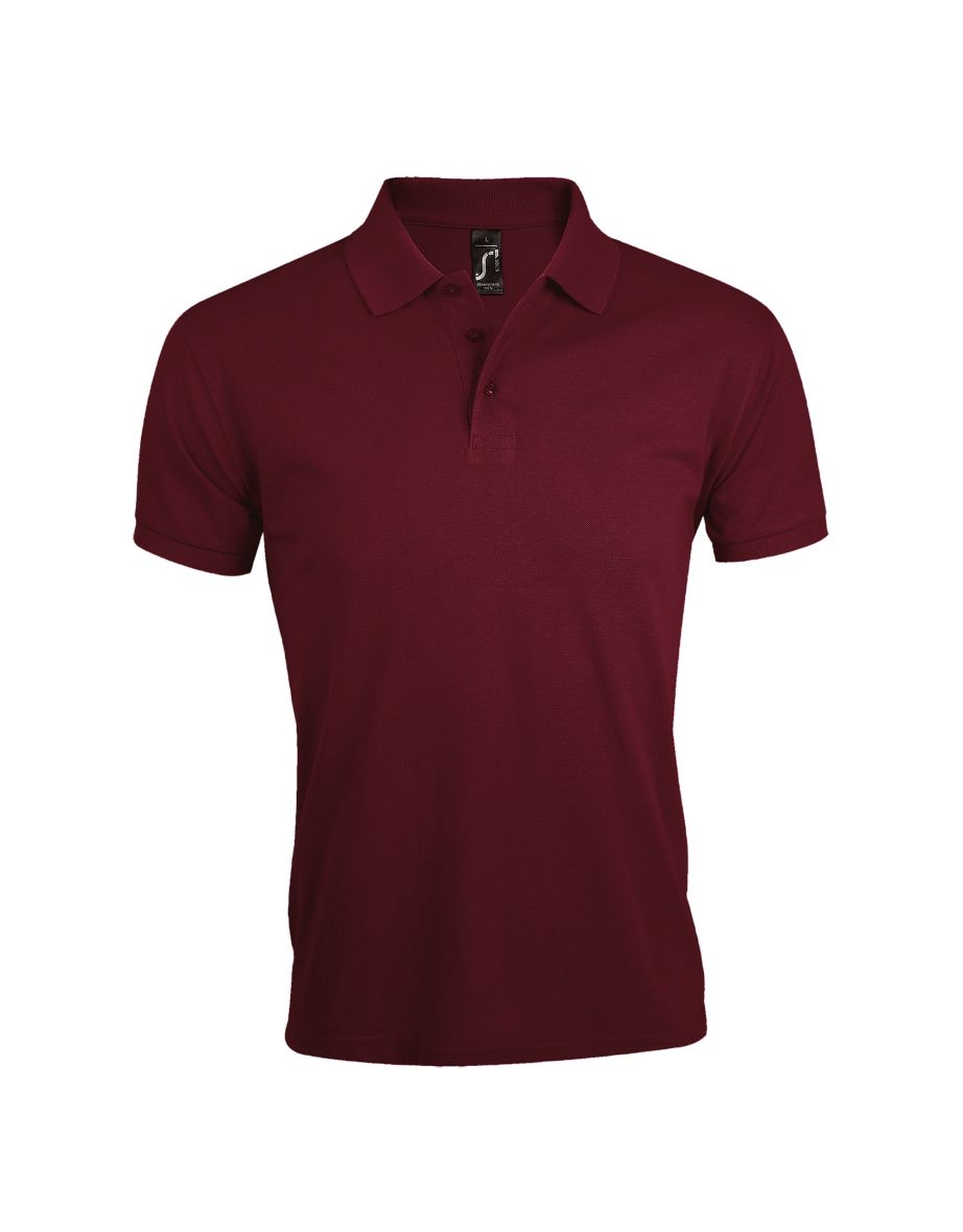 SOLs Mens Prime Pique Plain Short Sleeve Polo Shirt - Burgundy