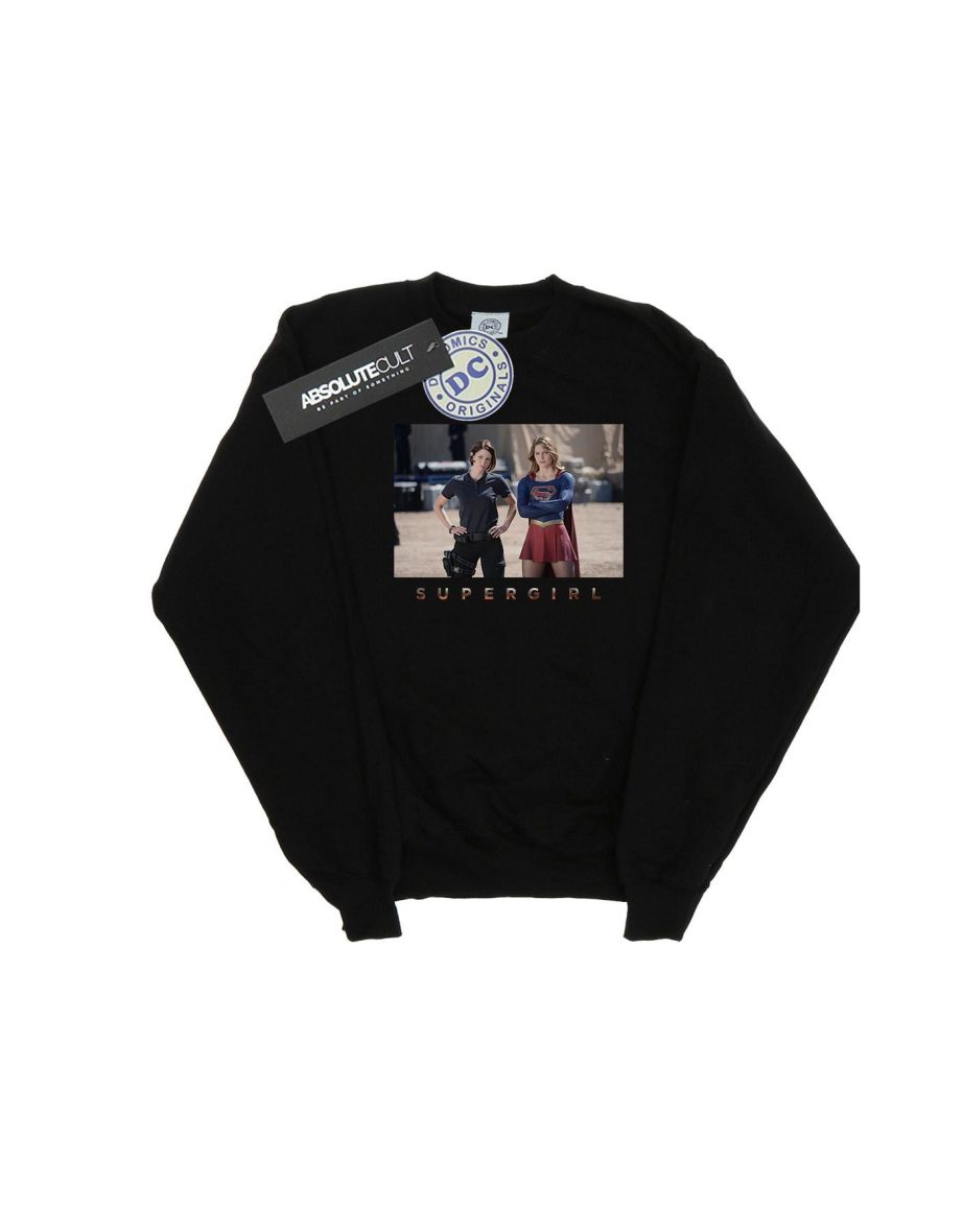 DC Comics Girls Supergirl TV Series Sisters Photograph Sweatshirt - Black