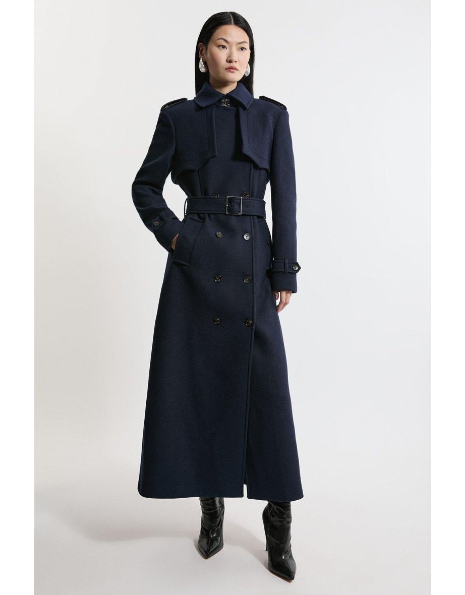 Italian Wool Tailored Belted Trench Coat