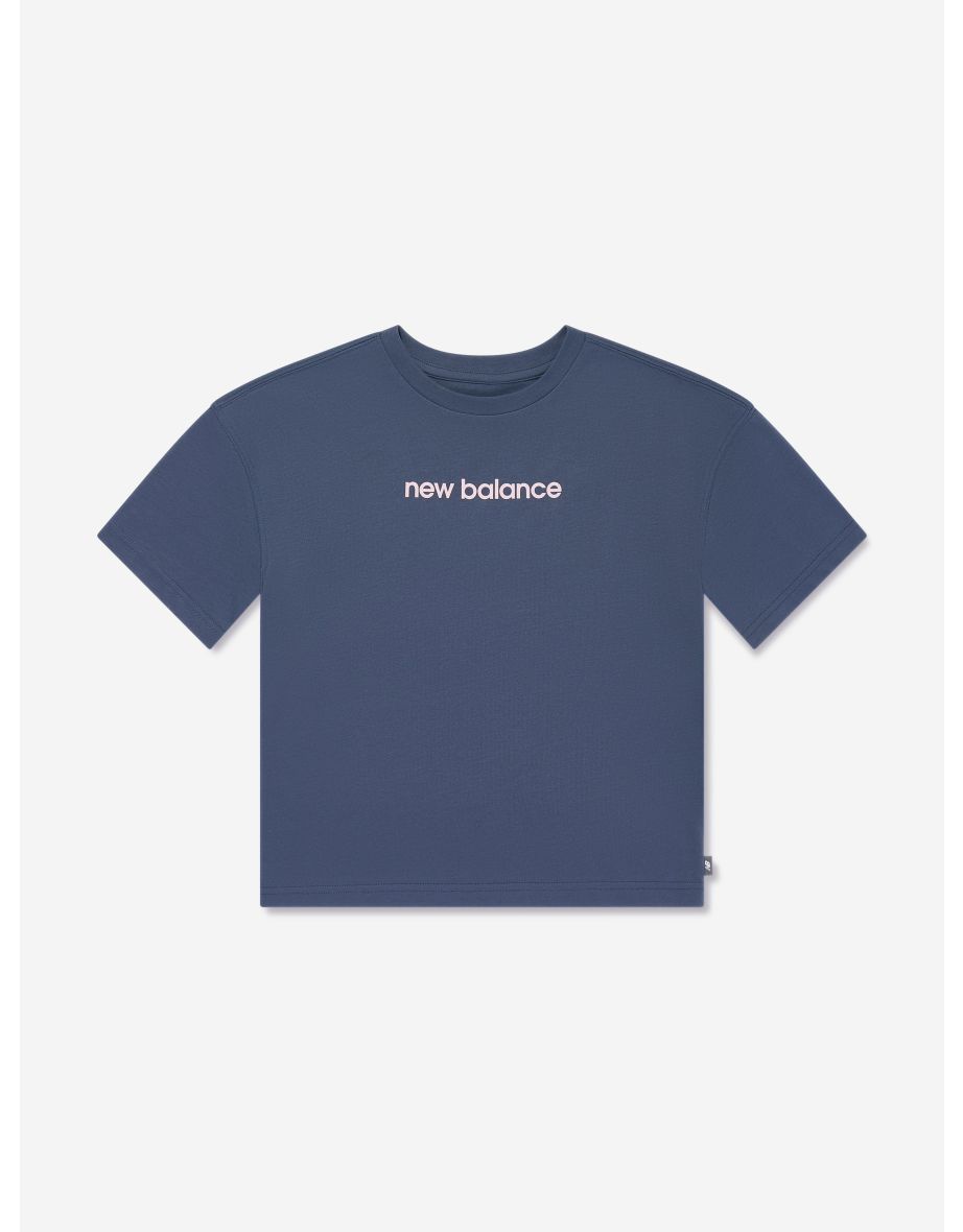 New Balance Girls Selfie Graphic T-Shirt in Blue