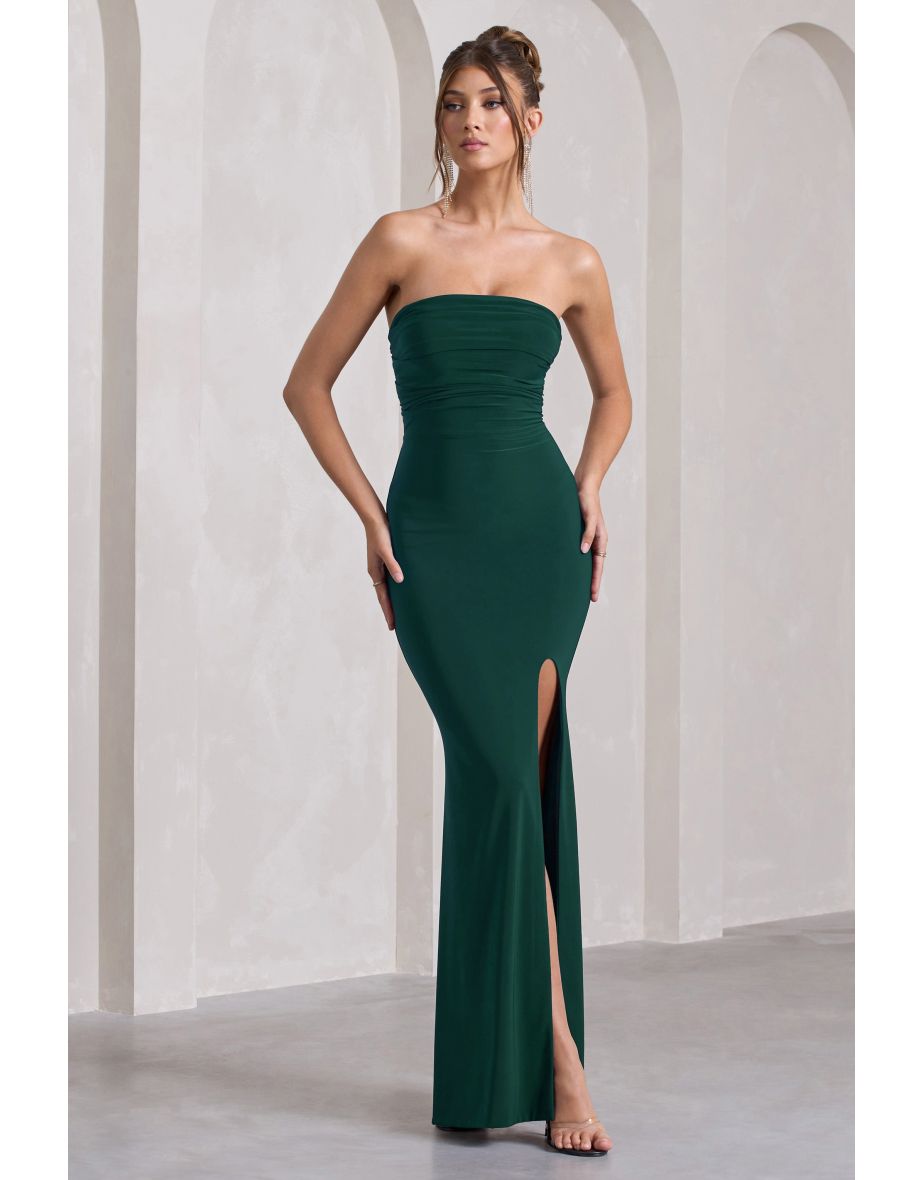 Bottle green lace dress best sale