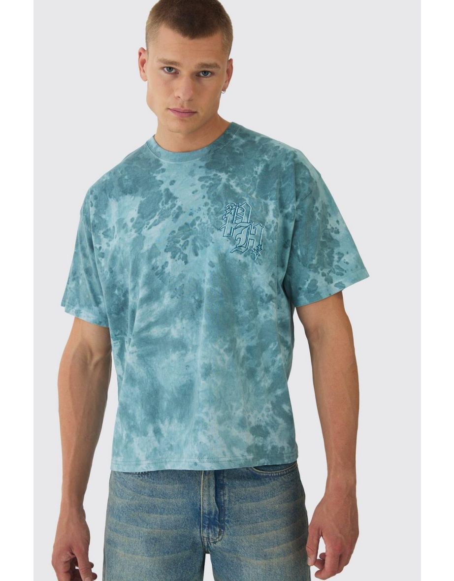 Oversized Boxy Heavyweight BH Print T-Shirt - teal