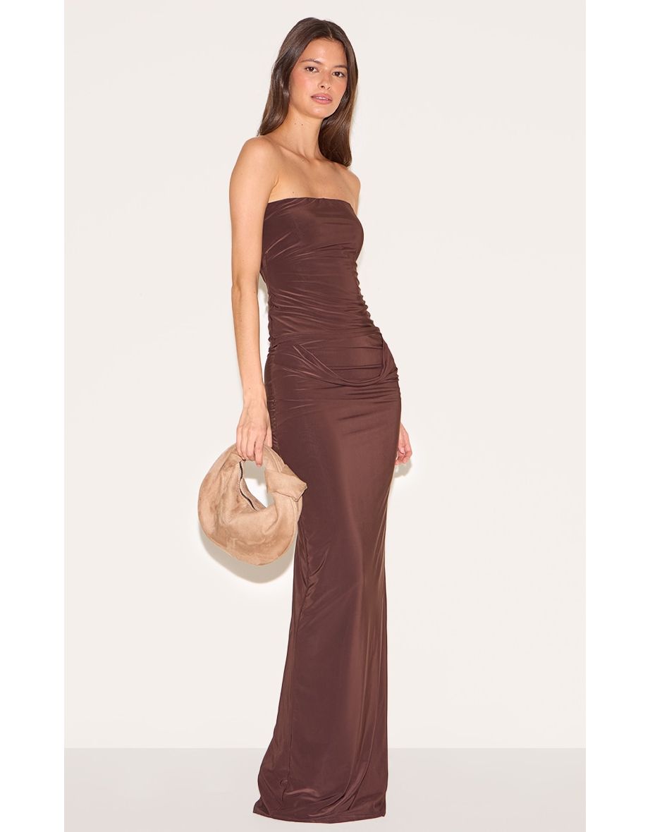 Deep Chocolate Double Layer Slinky Bandeau Top
