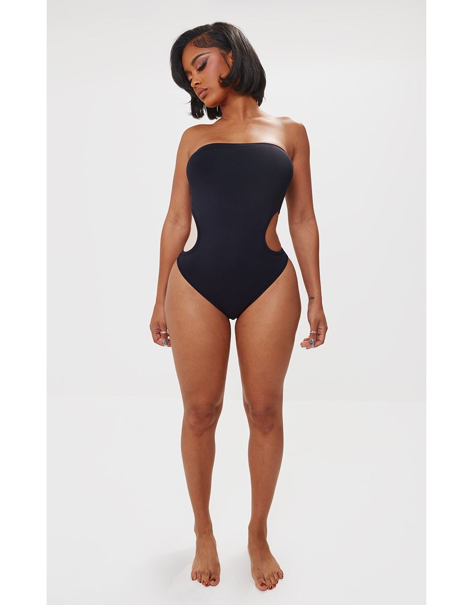 Shape Black Seamless Open Back Bandeau Bodysuit