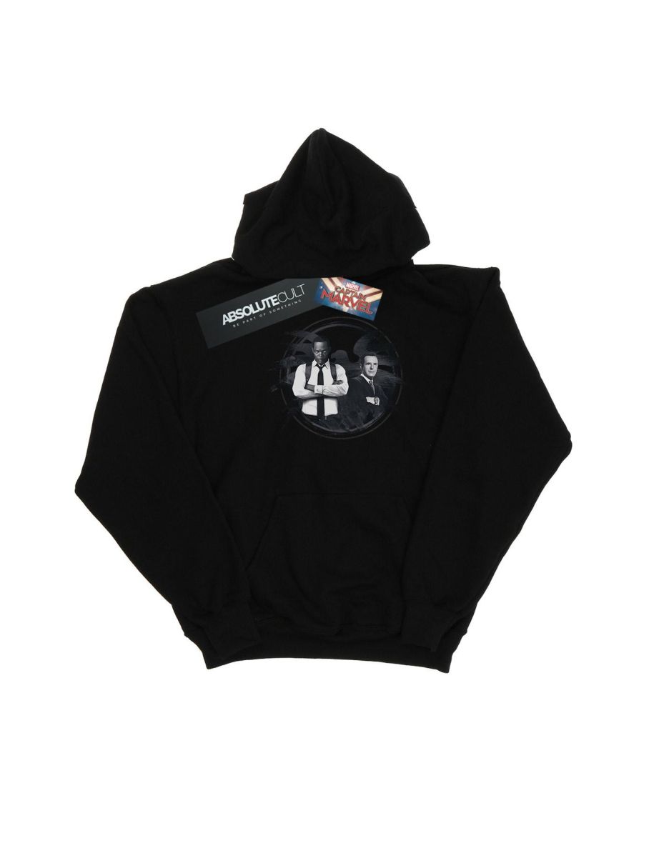 Marvel Girls Captain Marvel Nick Fury And Agent Coulson Hoodie - Black