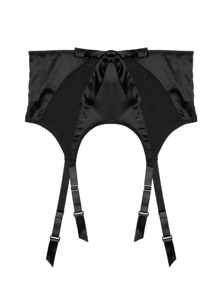 Etta Black Mesh And Satin Suspender Belt - 1
