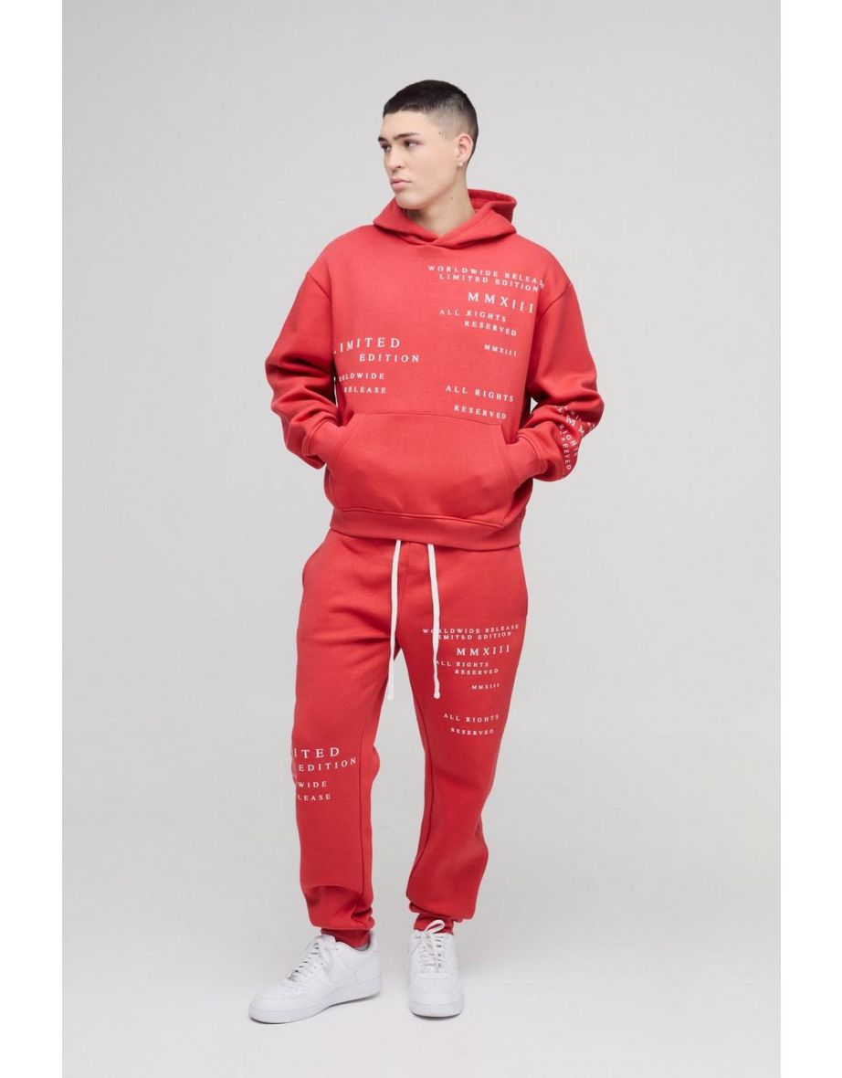 Oversized Boxy Limited Hooded Tracksuit - red